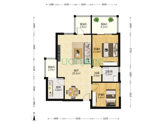 精城水印阁 2室1厅1卫 85平方