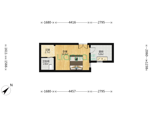 华龙IN巷 1室0厅1卫 41平方