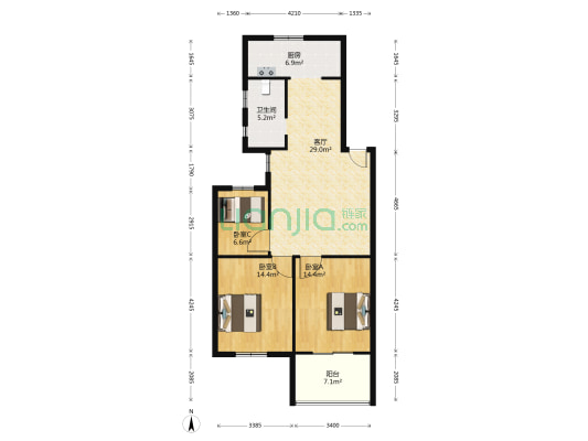 新墩花园 3室1厅1卫 101平方