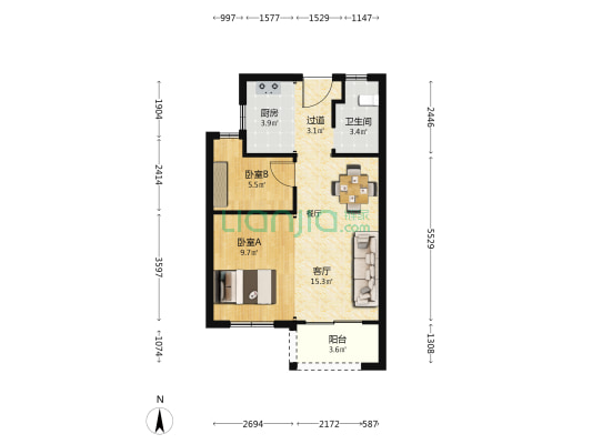 新榕金台郡 2室1厅1卫 61平方