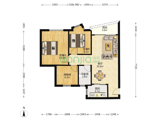 江滨花园四期 2室1厅1卫 72平方
