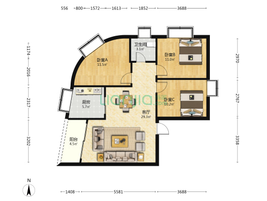 申锐二巷 3室1厅1卫 92平方