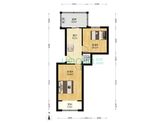习武园二号院 2室1厅1卫 49平方