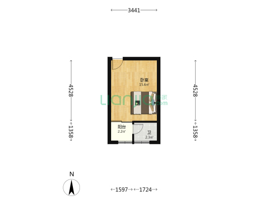 青庭公寓 1室0厅1卫 33平方