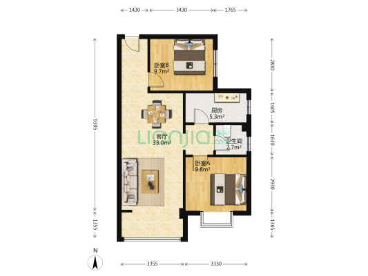 福缘小区 2室1厅1卫 70平方