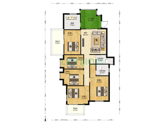 金汇豪庭 5室1厅2卫 160平方