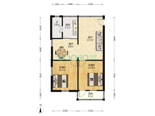 如意巷7号 2室2厅1卫 70平方
