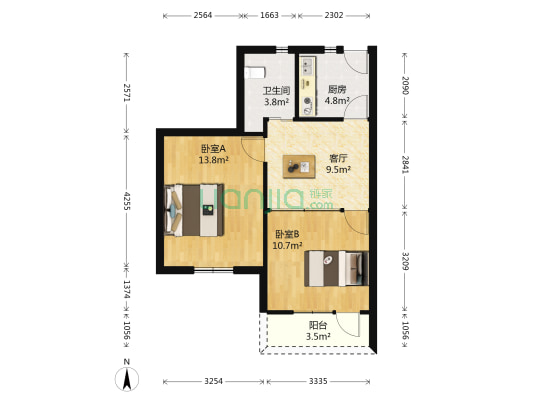 双柏小区 2室1厅1卫 59平方