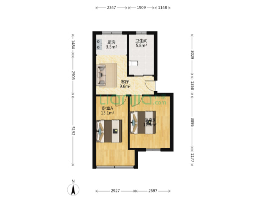 金陵公寓 2室1厅1卫 58平方