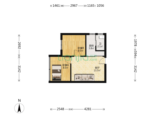 钱路头直街2号大院 2室1厅1卫 38平方