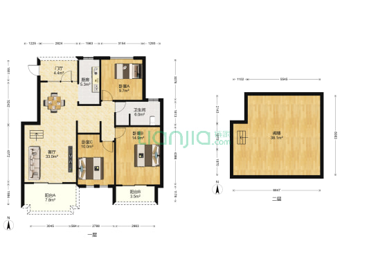 台北上上城 3室1厅1卫 110平方