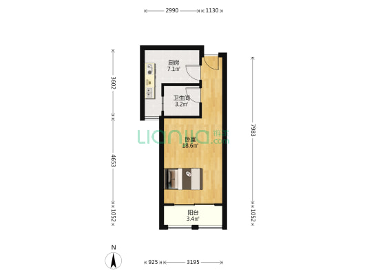 皖都徽韵清华坊 1室0厅1卫 43平方