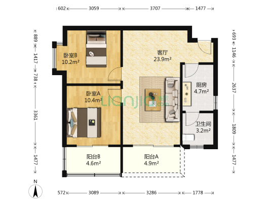 车陂新涌口70号-72号宿舍(双号) 2室1厅1卫 71平方