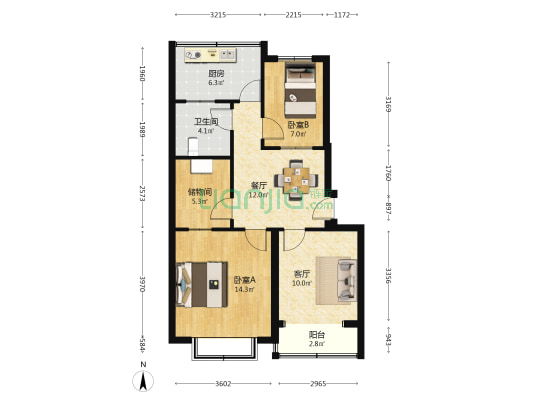 房管局家属楼 2室2厅1卫 79平方