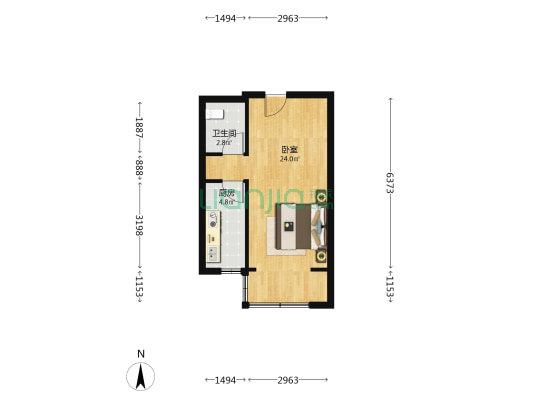美伦湾 1室0厅1卫 47平方
