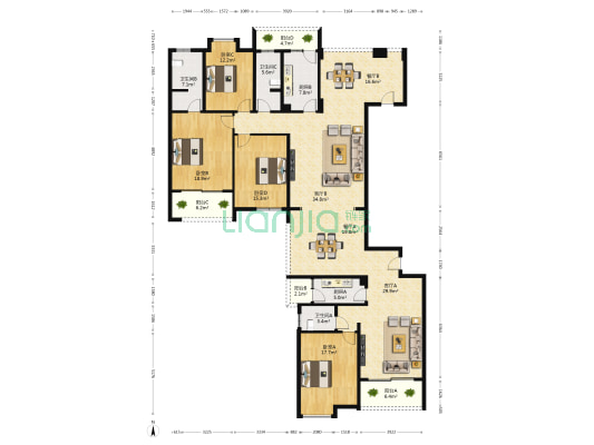 新城国奥小区5-3-2-3 262.00m² 171 万-户型图