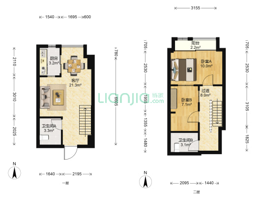 立方时空 2室1厅2卫 41平方