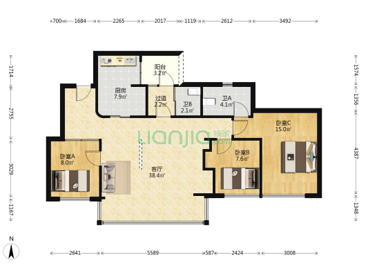 印江州璞印 3室1厅2卫 99平方