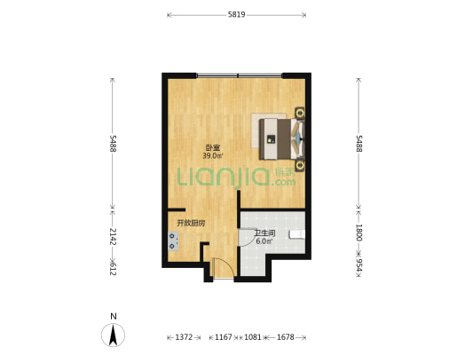 银珠公寓 1室0厅1卫 67平方