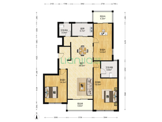 铂悦犀湖 3室1厅2卫 142平方