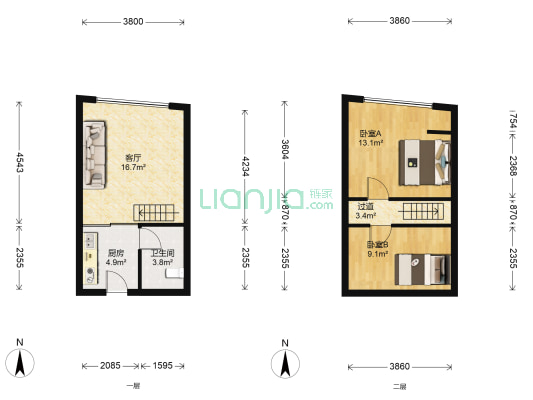 熙金广场 2室1厅1卫 46平方