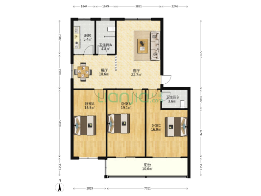 祥和住宅楼 3室2厅2卫 137平方