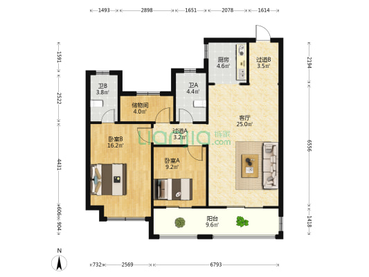 建业臻悦汇 2室1厅2卫 117平方
