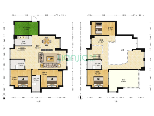 万威雅仕郡 4室1厅3卫 133平方