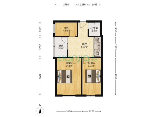 新城街小区西区 3室1厅1卫 67平方