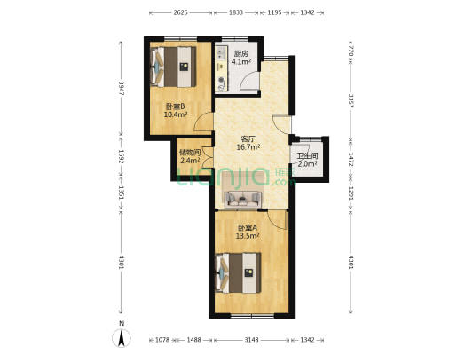 吉水路小区 2室1厅1卫 63平方