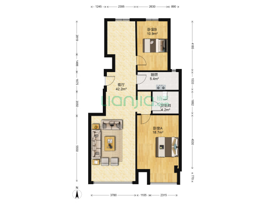 学伟国际城 2室1厅1卫 97平方