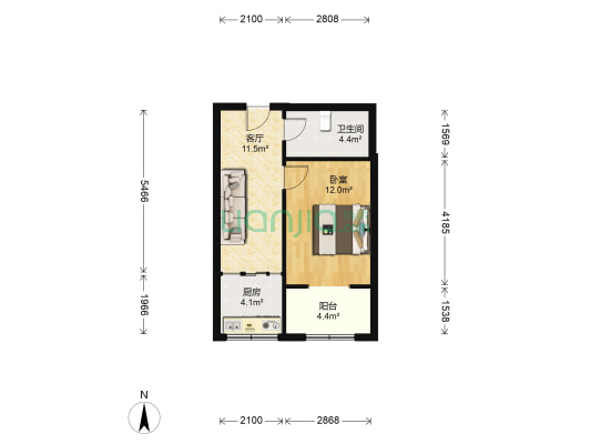 都督花园小区 1室1厅1卫 47平方