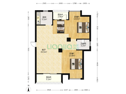 三义新村 3室1厅1卫 101平方