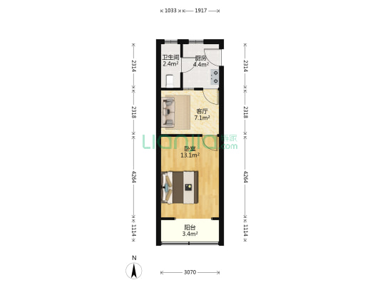 东都小区 1室1厅1卫 38平方