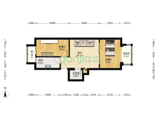 黑窑厂东街 2室1厅1卫 54平方
