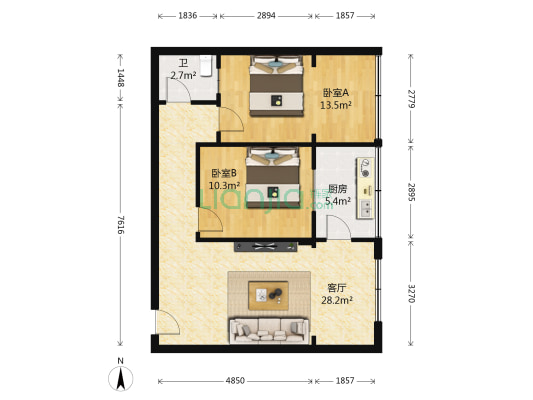 蓝鸟综合楼 2室1厅1卫 70平方