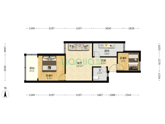 颐泰苑小区 2室1厅1卫 60平方