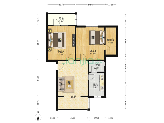 金河路75号 2室1厅1卫 73平方
