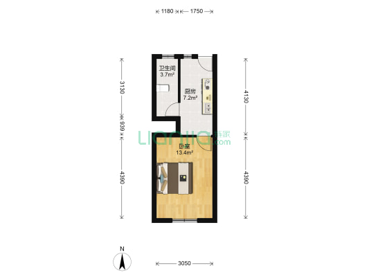 控江路1039弄 1室0厅1卫 33平方