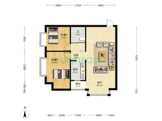 都昌欣界苑 2室1厅1卫 84平方
