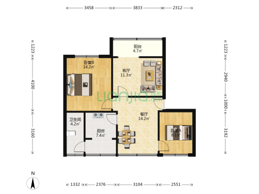 绵远街一段9号 2室2厅1卫 75平方