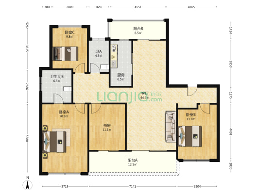 人居九林语 4室1厅2卫 161平方