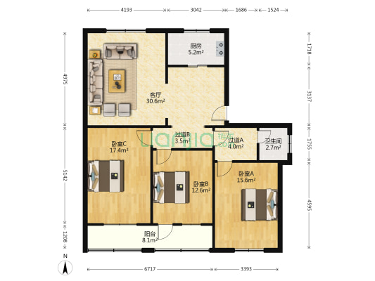 连新路51号 3室1厅1卫 124平方