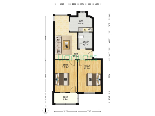 毛纺小区毛呢厂家属院 2室1厅1卫 72平方