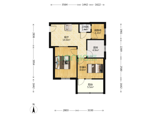 民健小区 2室1厅1卫 62平方