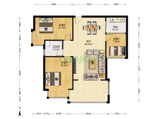 芸溪居住公园(三期) 3室1厅1卫 98平方