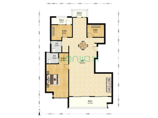 华熙LIVE·信江 3室1厅2卫 151平方