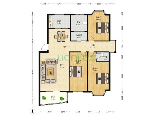香林人家 3室1厅3卫 142平方