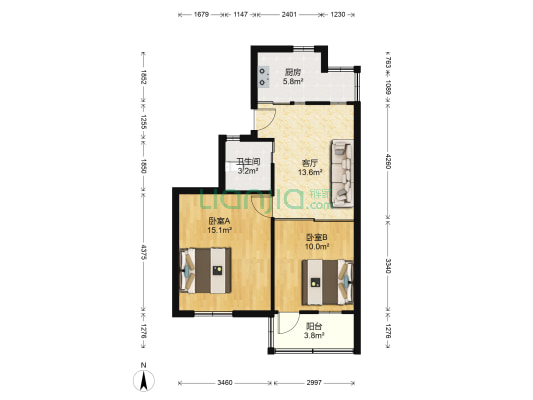 四照园社区 2室1厅1卫 63平方