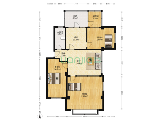 顺太街 3室2厅1卫 122平方